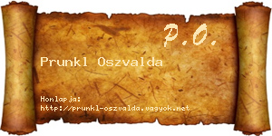 Prunkl Oszvalda névjegykártya